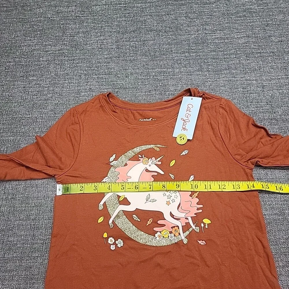 Cat & Jack Girls Long Sleeves Graphic Printed Tee Shirt Top Size Medium 8